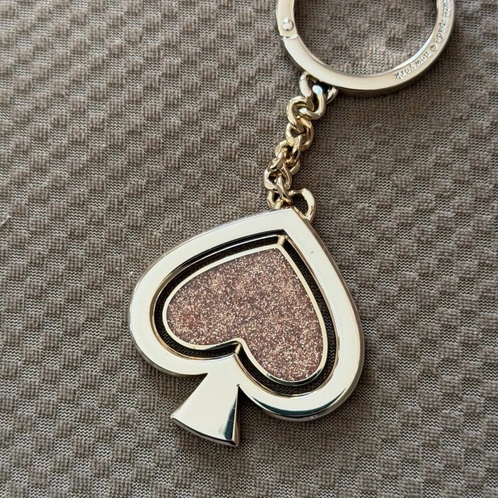 Kate Spade Keychain Bag Charm. Two-Sided Glitter Logo Bag Clip / Charm - Picture 2 of 6